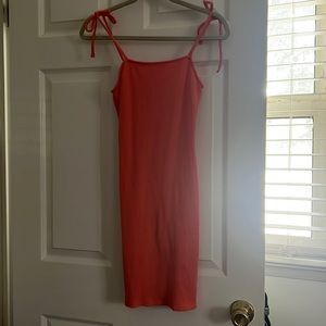 Peach bodycon mini dress